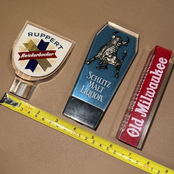 Vintage 50’s 60’s 70’s lucite tap beer handle pulls blue lucite bull ruppert top - Picture 10 of 10